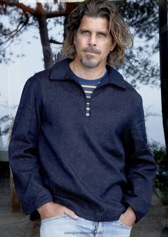 Saint James histoire bleu unisexe vareuse de pêcheur par atelier tuffery chanvre et laine mérinos ZZ48R2170