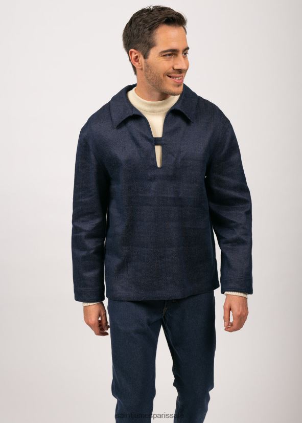 Saint James histoire bleu unisexe vareuse de pêcheur par atelier tuffery chanvre et laine mérinos ZZ48R2170