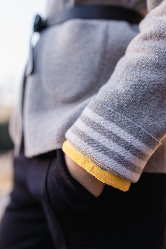 Saint James nashville gris clair/blanc hiver femmes veste courte boutonnée avec poches plaquées ZZ48R2118