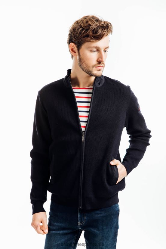 Saint James navigateur marine unisexe cardigan en tricot confortable avec zip ZZ48R2171