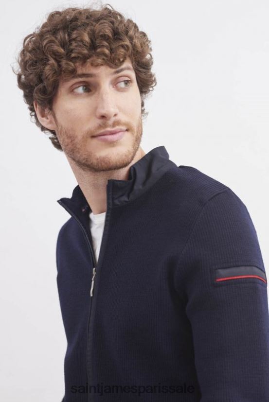 Saint James navigateur marine unisexe cardigan en tricot confortable avec zip ZZ48R2171