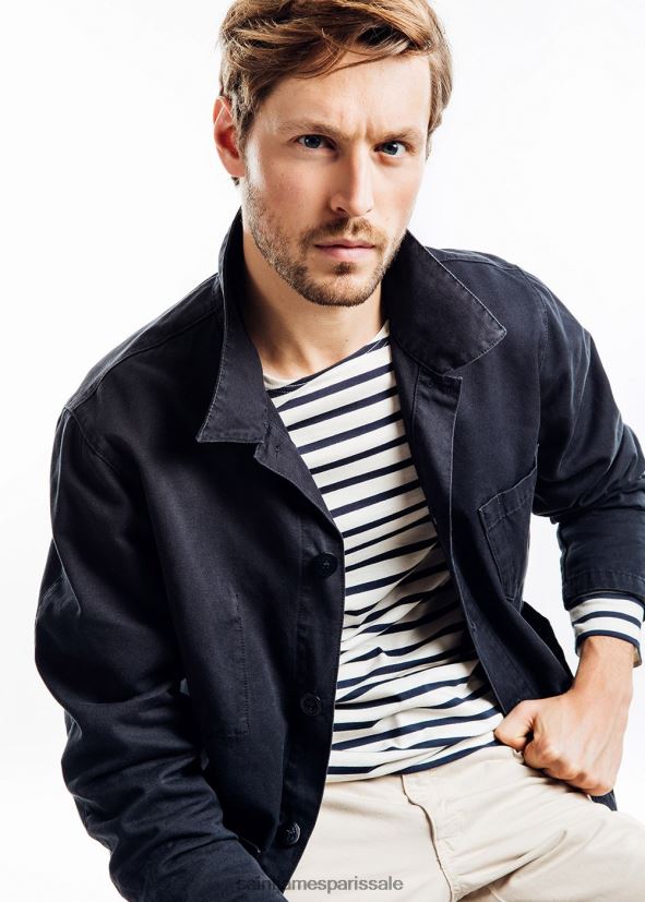 Saint James sirocco ii marine unisexe veste de corvée française marine vêtements de travail en toile de coton ZZ48R2151