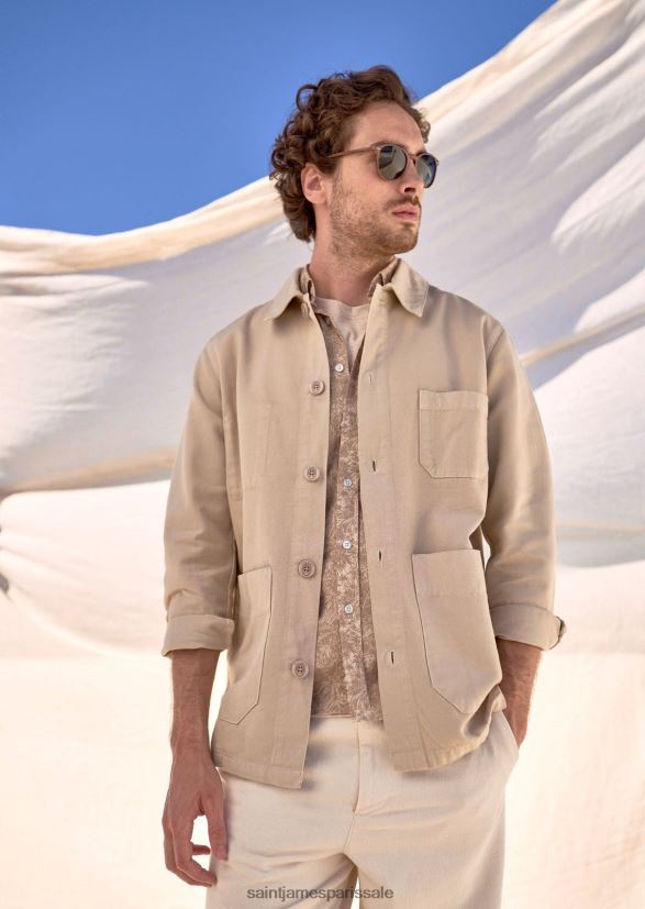 Saint James sirocco ii sable unisexe veste de corvée française marine vêtements de travail en toile de coton ZZ48R2143